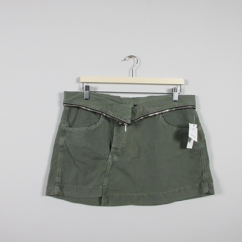 Urban Outfitter Denim Mini Skirt L Green Folded Waistband Cotton Preppy Y2K 318